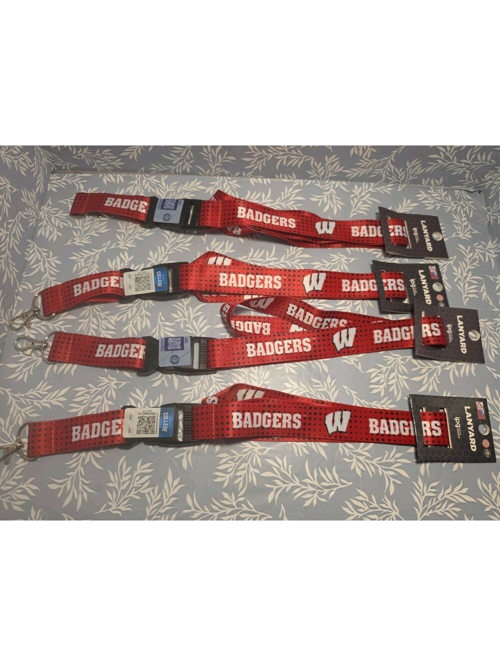 4 New University of Wisconsin Badgers Lanyard Keychain Double Sided Breakaway...